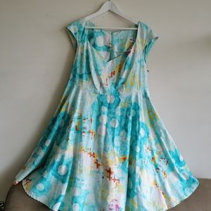 Cherry Velvet - Fit and Flare Dress - Watercolour